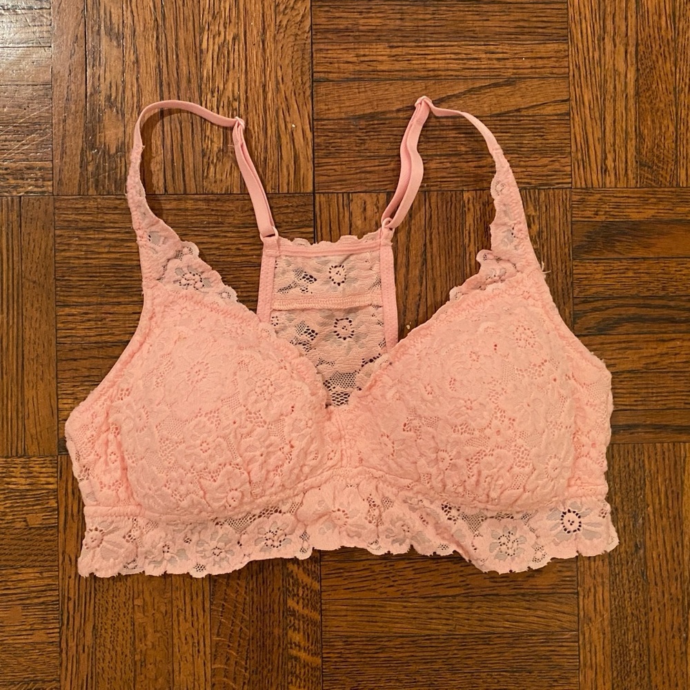 Aerie Baby Pink Padded Lace Bralette